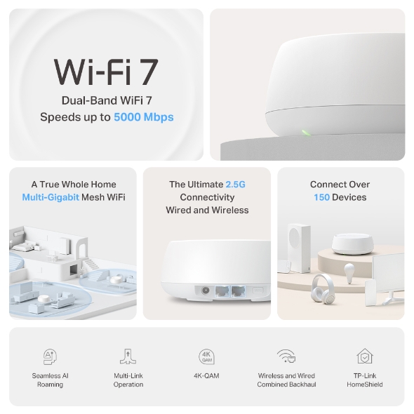 BE5000 Whole Home Mesh WiFi 7 System
