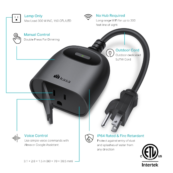 Kasa Smart  Wi-Fi Outdoor Plug-In Dimmer
