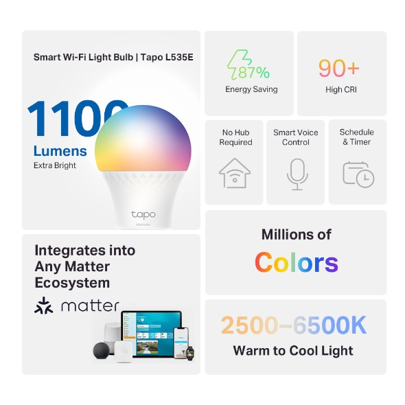 Smart WiFi Light Bulb, Multicolor