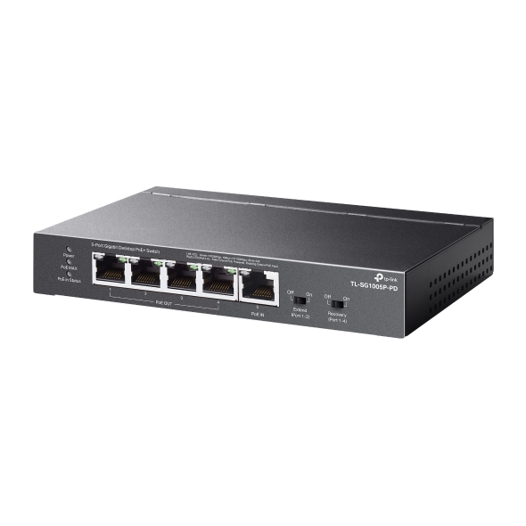 5-Port Gigabit Desktop PoE+ Switch with 1-Port PoE++ In and 4-Port PoE+Out