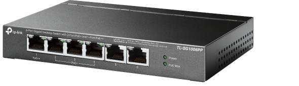 6-Port Gigabit Desktop Switch with 3-Port PoE+ and 1-Port PoE++