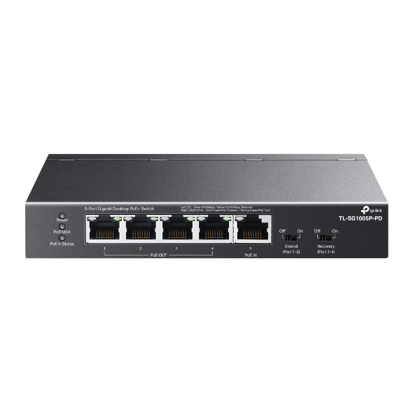 5-Port Gigabit Desktop PoE+ Switch with 1-Port PoE++ In and 4-Port PoE+Out