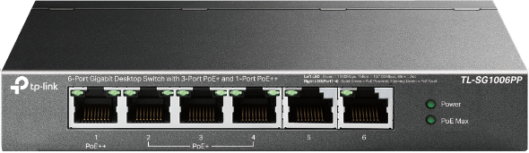 6-Port Gigabit Desktop Switch with 3-Port PoE+ and 1-Port PoE++