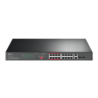 16-Port 10/100 Mbps + 2-Port Gigabit Rackmount Switch with 16-Port PoE+