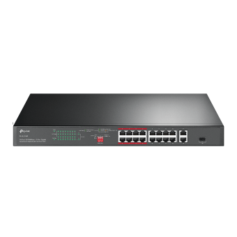 16-Port 10/100 Mbps + 2-Port Gigabit Rackmount Switch with 16-Port PoE+