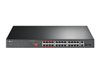 24-Port 10/100Mbps + 2-Port Gigabit Unmanaged PoE+ Switch
